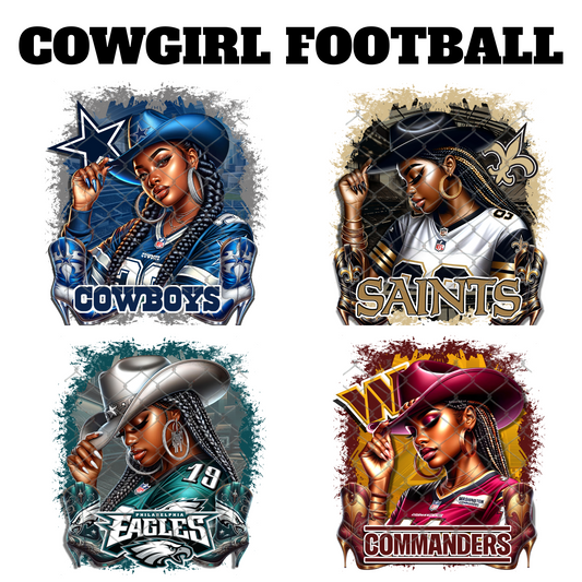 $2 Tuesday ONLY - COWGIRL FOOTBALL LADIES  T-SHIRT TRANSFERS (SUBLIMATION)