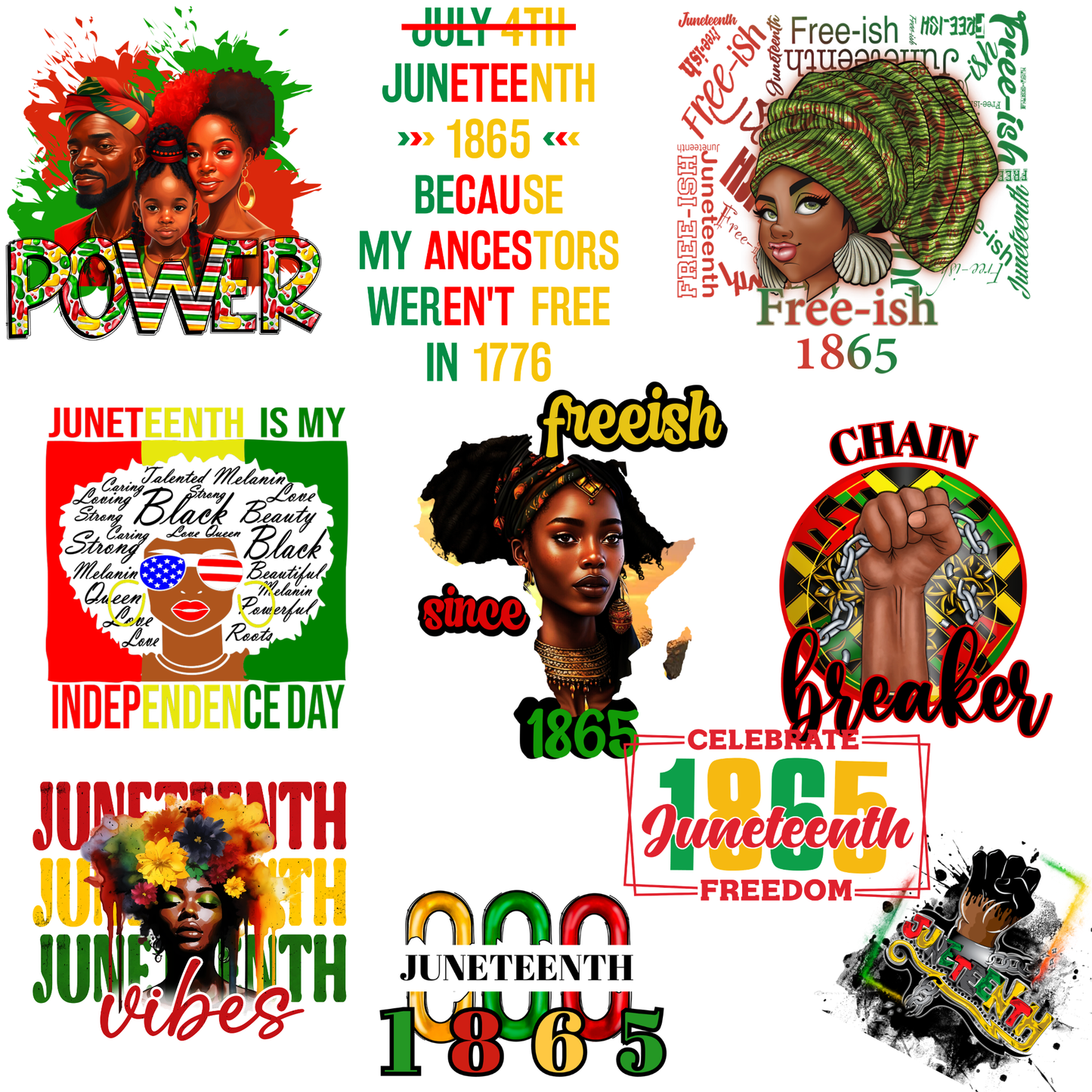 $2 Wholesale - JUNETEENTH Sublimation T-Shirt Transfers