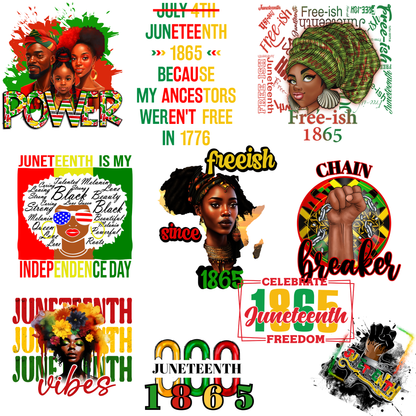 $2 Wholesale - JUNETEENTH Sublimation T-Shirt Transfers