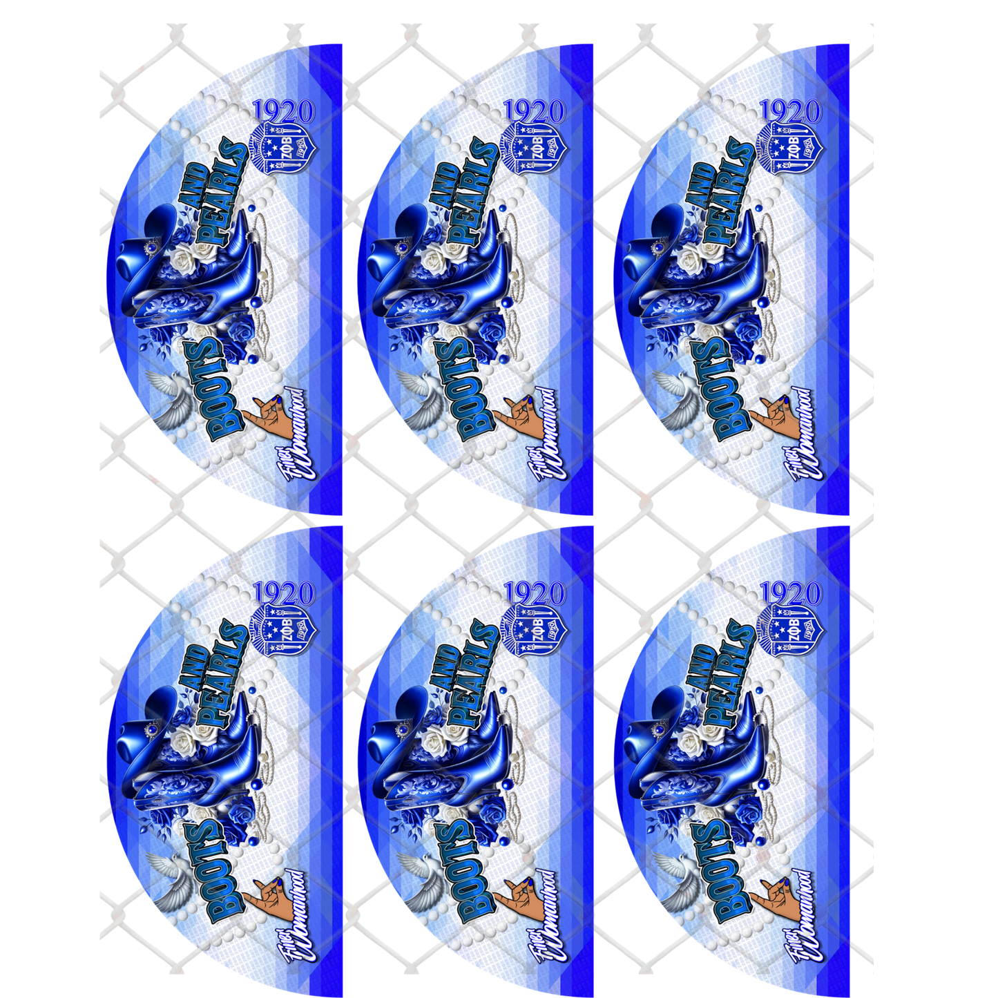 BUNDLE (6PK) - BOOTS & PEARLS (D9 & OES) CLACK FAN TRANSFERS - (Sublimation) (Ready to Press)