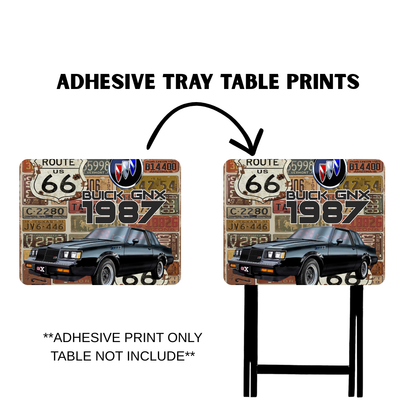 PRE-MADE ADHESIVE TRAY TABLE PRINTS (20" X 15.25") -VINTAGE CARS