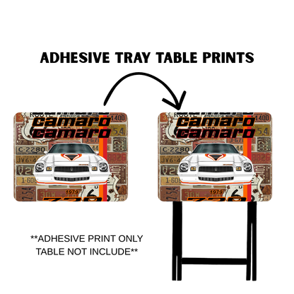 PRE-MADE ADHESIVE TRAY TABLE PRINTS (20" X 15.25") -VINTAGE CARS