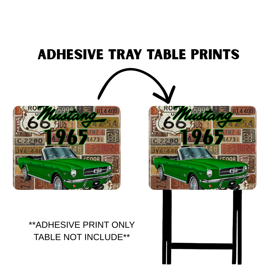 PRE-MADE ADHESIVE TRAY TABLE PRINTS (20" X 15.25") -VINTAGE CARS