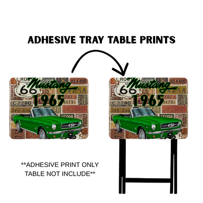 PRE-MADE ADHESIVE TRAY TABLE PRINTS (20" X 15.25") -VINTAGE CARS