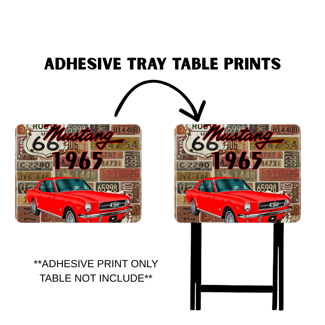 PRE-MADE ADHESIVE TRAY TABLE PRINTS (20" X 15.25") -VINTAGE CARS