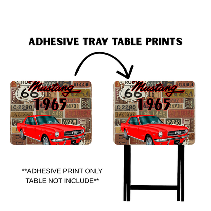 PRE-MADE ADHESIVE TRAY TABLE PRINTS (20" X 15.25") -VINTAGE CARS