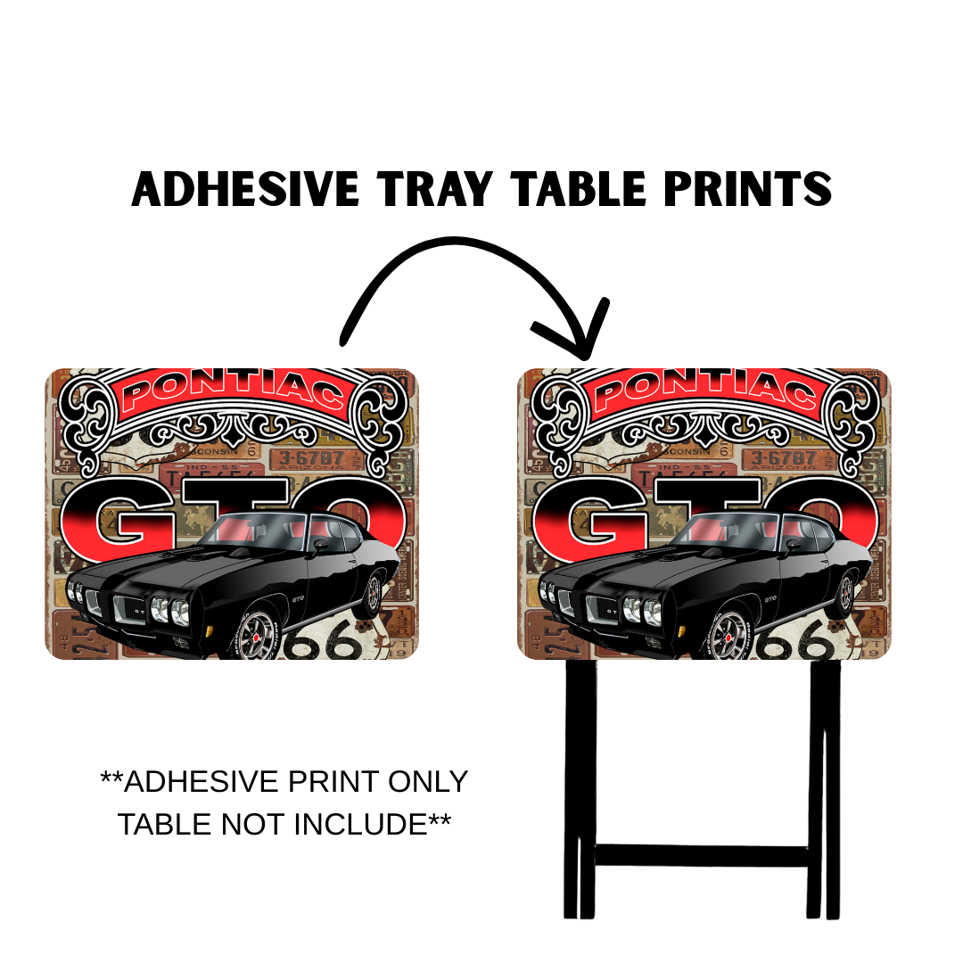 PRE-MADE ADHESIVE TRAY TABLE PRINTS (20" X 15.25") -VINTAGE CARS