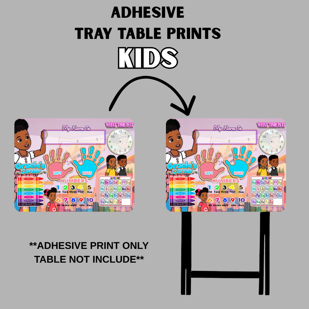 PRE-MADE ADHESIVE TRAY TABLE PRINTS (20" X 15.25") - KIDS