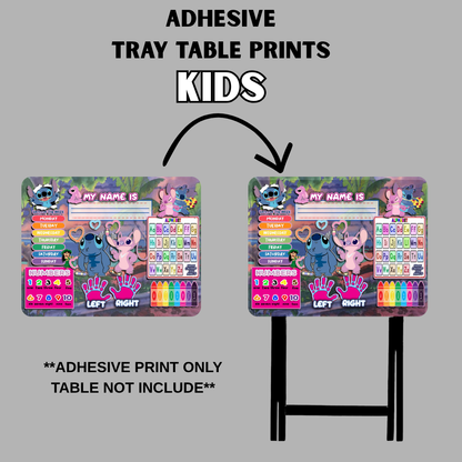 PRE-MADE ADHESIVE TRAY TABLE PRINTS (20" X 15.25") - KIDS