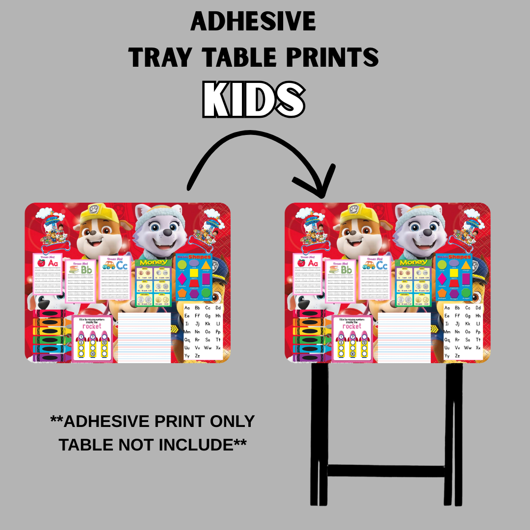 PRE-MADE ADHESIVE TRAY TABLE PRINTS (20" X 16") - KIDS