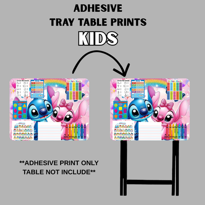 PRE-MADE ADHESIVE TRAY TABLE PRINTS (20" X 16") - KIDS