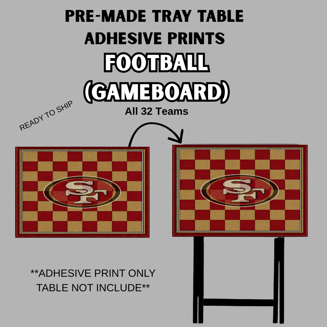 PRE-MADE ADHESIVE TRAY TABLE PRINTS (20" X 14.75") - GAME BOARD FOOTBALL