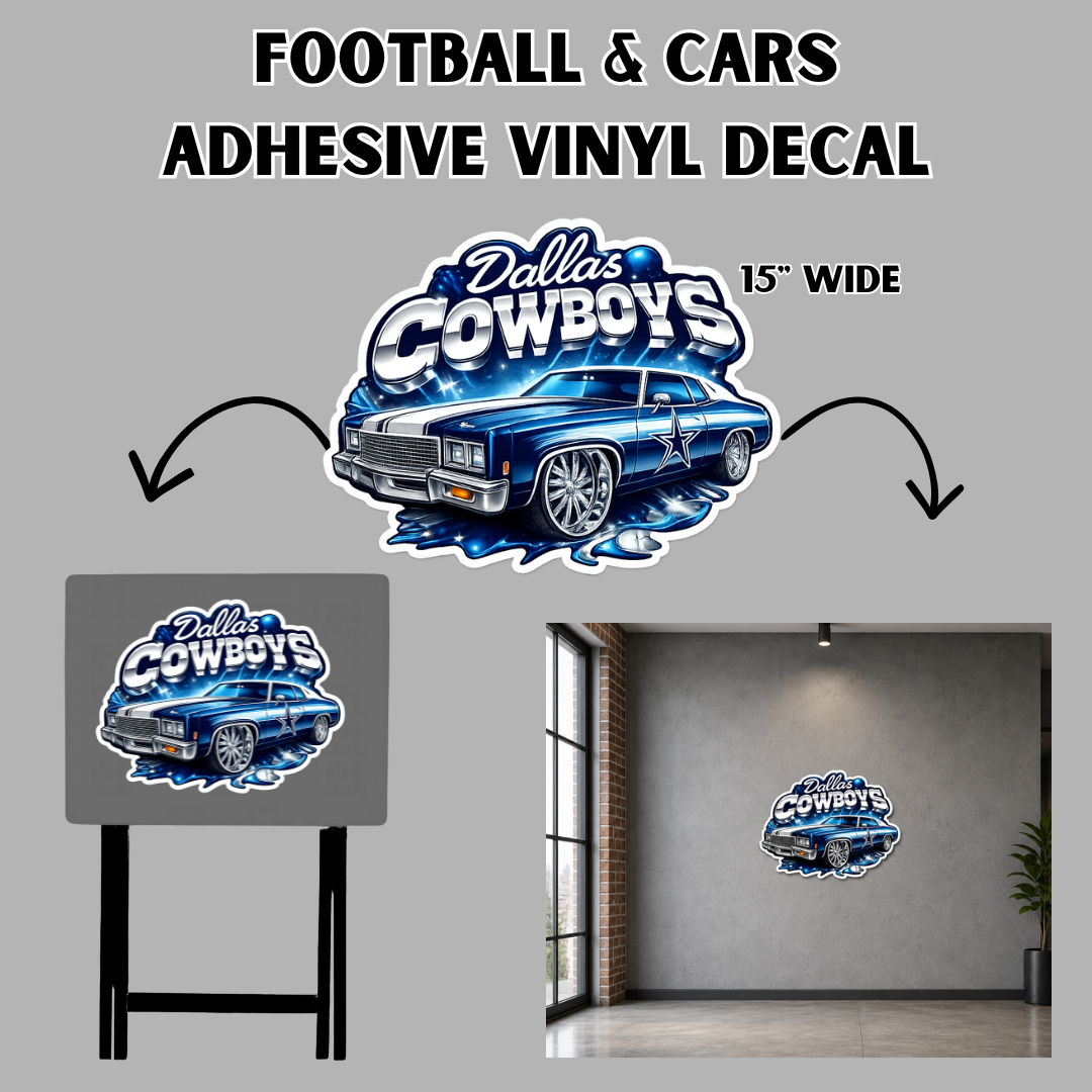 FOOTBALL & CARS DIE-CUT ADHESIVE VINYL DECAL