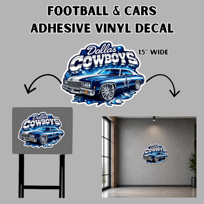 FOOTBALL & CARS DIE-CUT ADHESIVE VINYL DECAL