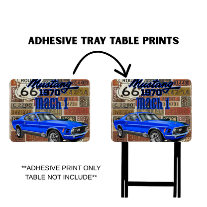 PRE-MADE ADHESIVE TRAY TABLE PRINTS (20" X 15.25") -VINTAGE CARS