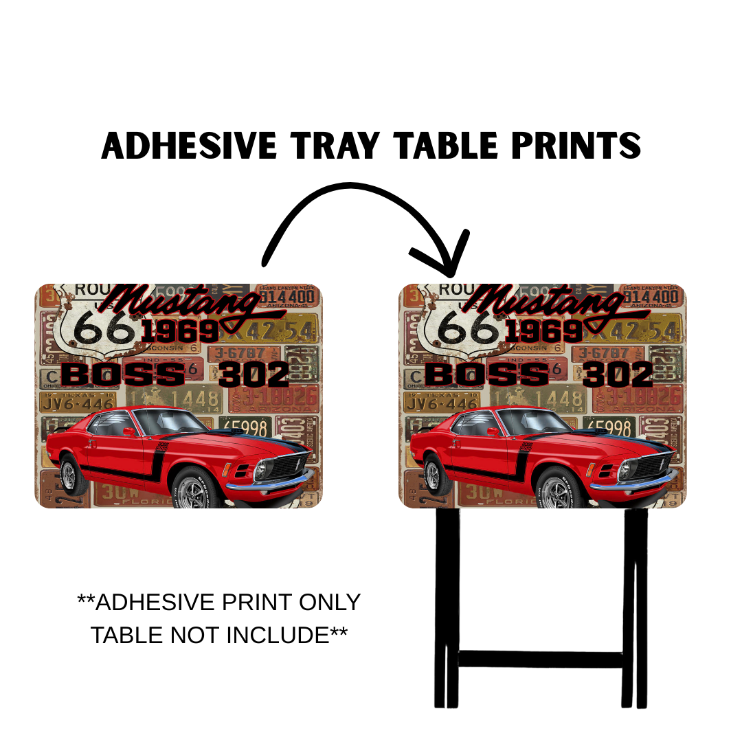 PRE-MADE ADHESIVE TRAY TABLE PRINTS (20" X 15.25") -VINTAGE CARS