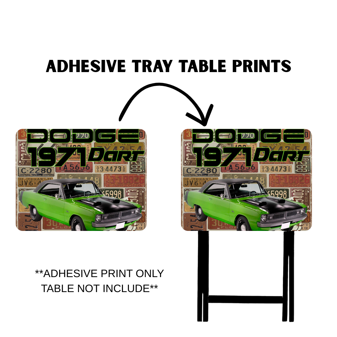 PRE-MADE ADHESIVE TRAY TABLE PRINTS (20" X 15.25") -VINTAGE CARS