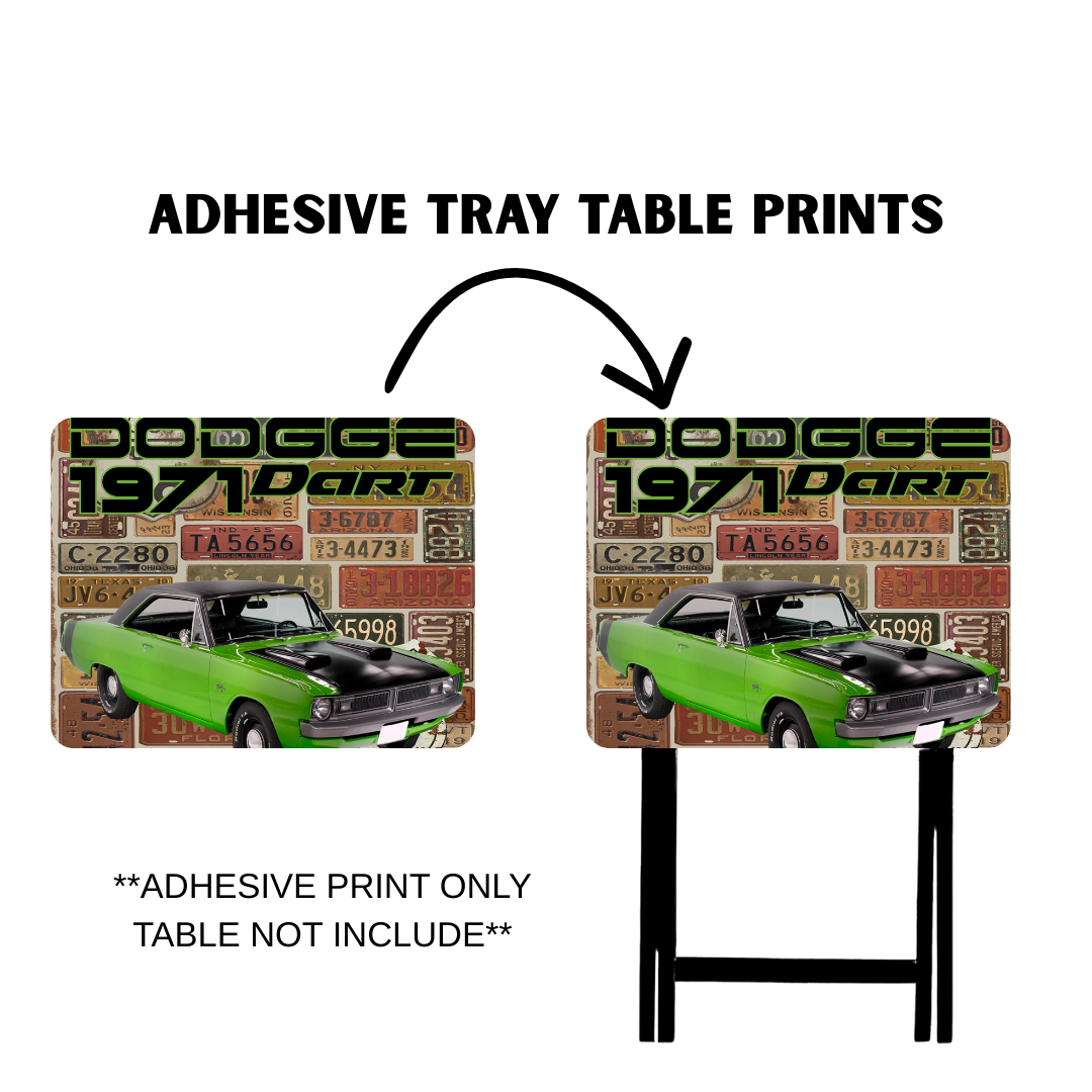 PRE-MADE ADHESIVE TRAY TABLE PRINTS (20" X 15.25") -VINTAGE CARS