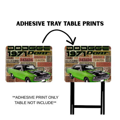 PRE-MADE ADHESIVE TRAY TABLE PRINTS (20" X 15.25") -VINTAGE CARS