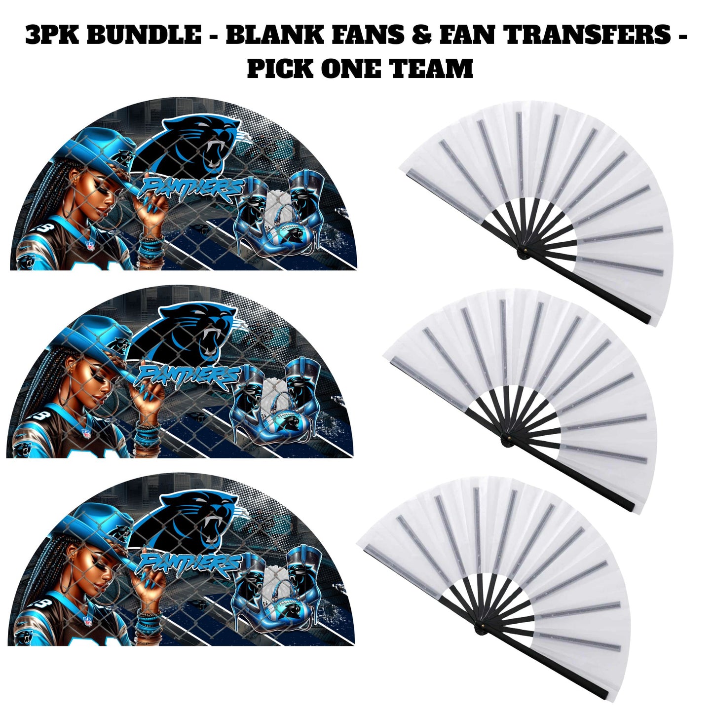 3PK - FAN & TRANSFER BUNDLE - FOOTBALL COWGIRL (Sublimation)(Ready to Press)