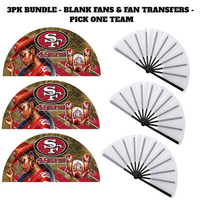 3PK - FAN & TRANSFER BUNDLE - FOOTBALL COWGIRL (Sublimation)(Ready to Press)