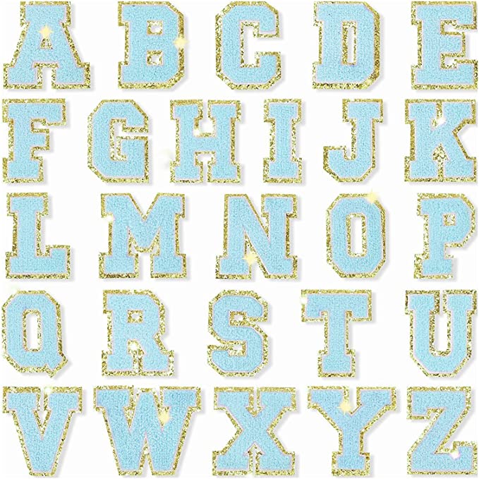 LIGHT BLUE Chenille Letter 3"