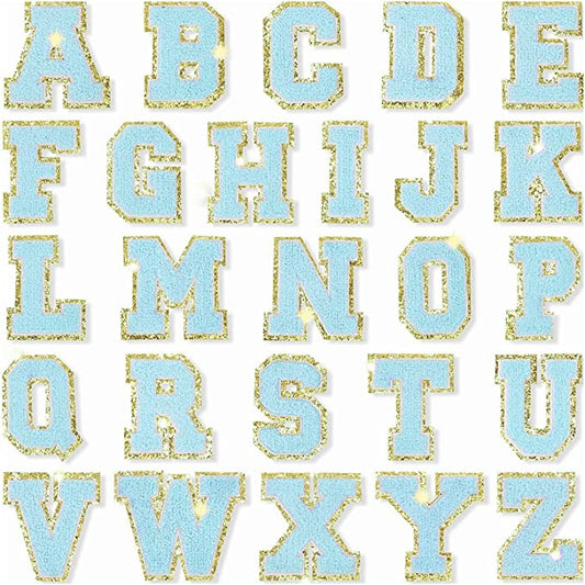 LIGHT BLUE Chenille Letter 3"