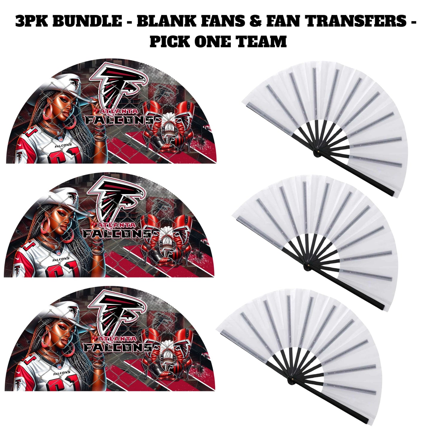 3PK - FAN & TRANSFER BUNDLE - FOOTBALL COWGIRL (Sublimation)(Ready to Press)