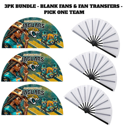 3PK - FAN & TRANSFER BUNDLE - FOOTBALL COWGIRL (Sublimation)(Ready to Press)