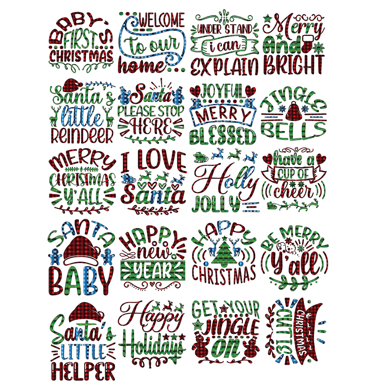 Festive Christmas Sublimation 6", 8" or 11" Transfers (2pk)