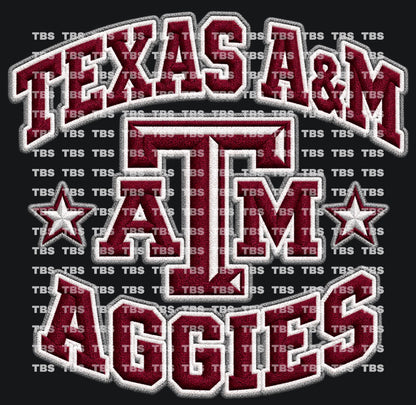 FAUX EMBROIDERY LOOK COLLEGE FOOTBALL T-SHIRT TRANSFERS (SUBLIMATION) - Wholesale