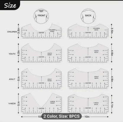 8pc T-Shirt Ruler Guide