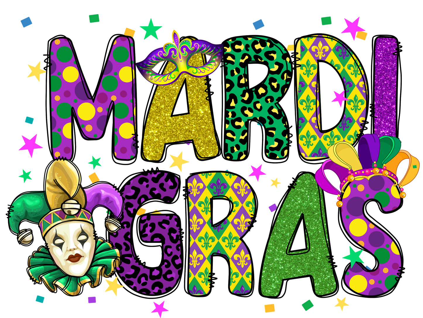 $2 Tuesday ONLY - Mardi Gras Sublimation Transfers