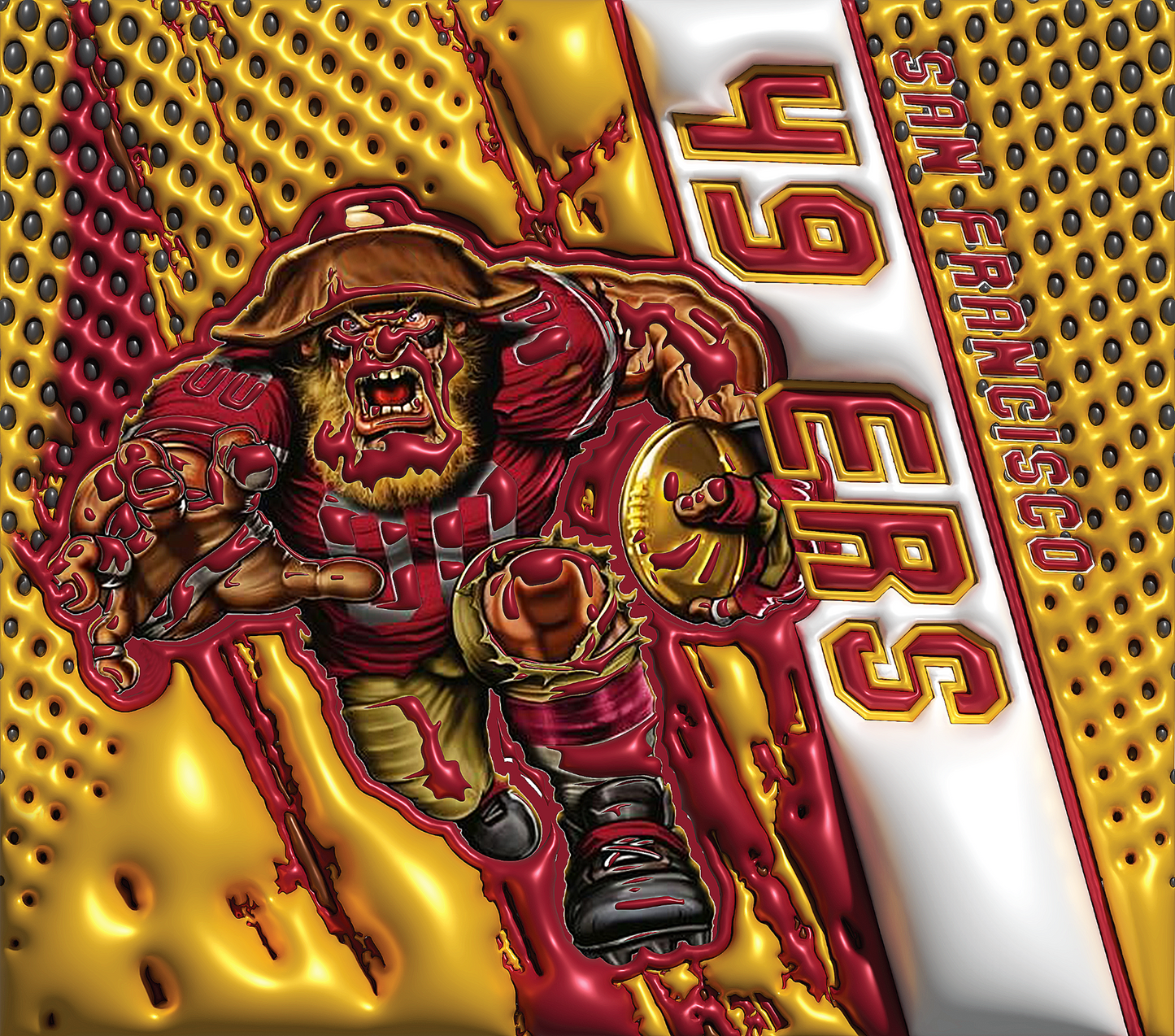 PRE-MADE ADHESIVE TRAY TABLE PRINTS (20" X 15.25") - FOOTBALL (3D MASCOT)