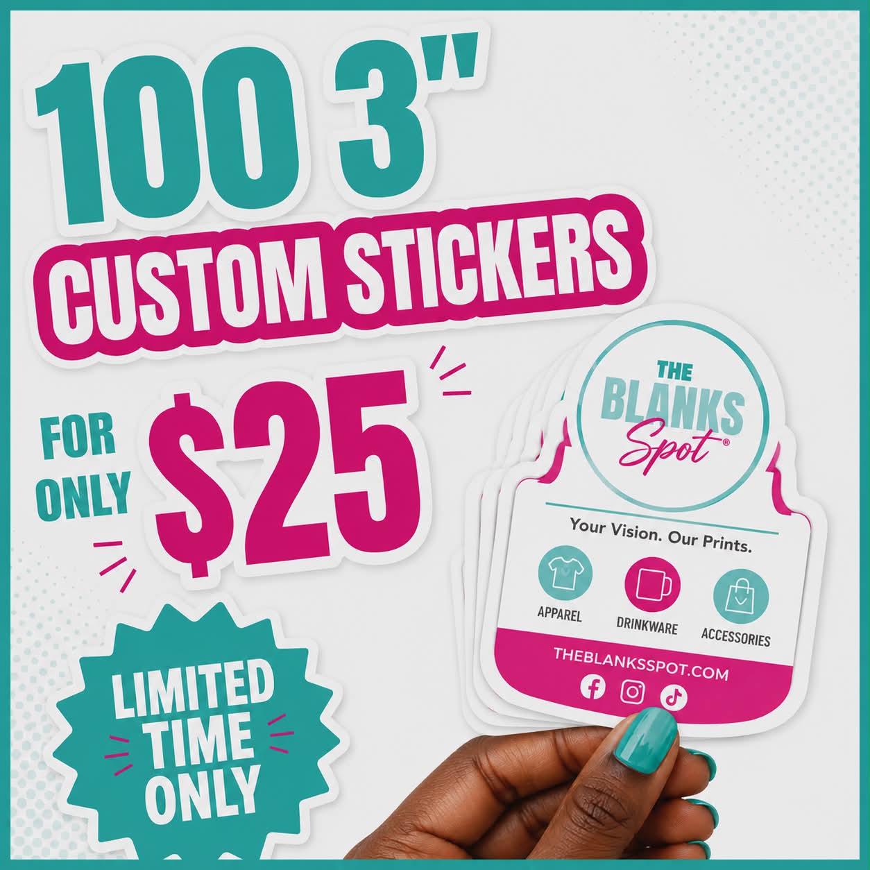 100 - 3" Custom Stickers (SPECIAL DEAL)