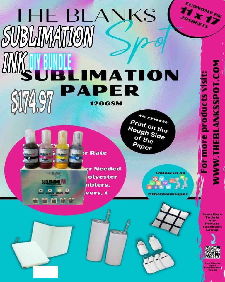 Epson WF DIY Sublimation Starter BUNDLE (works with WF-7310, WF-7820, WF-7840)