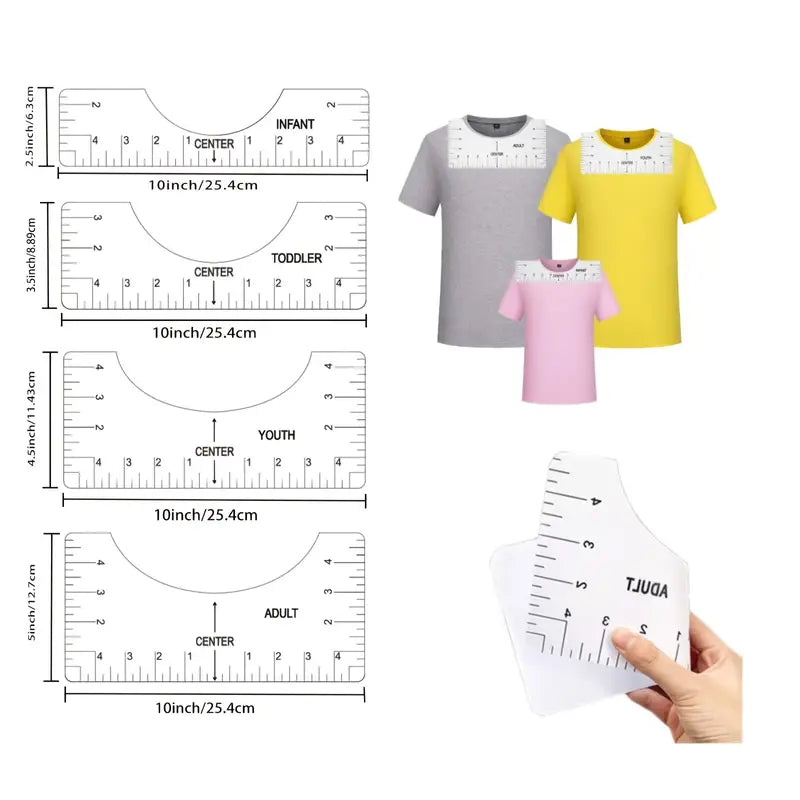 4pcs T-Shirt Ruler Guide