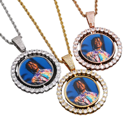 Rotating Necklaces Sublimation Gold and Silver Plated