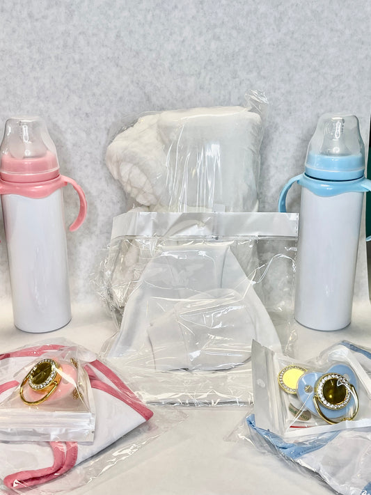 Baby Box (Baby Bottle, Pacifier, Baby Bib, Baby Blanket, Hat Mitten Set)